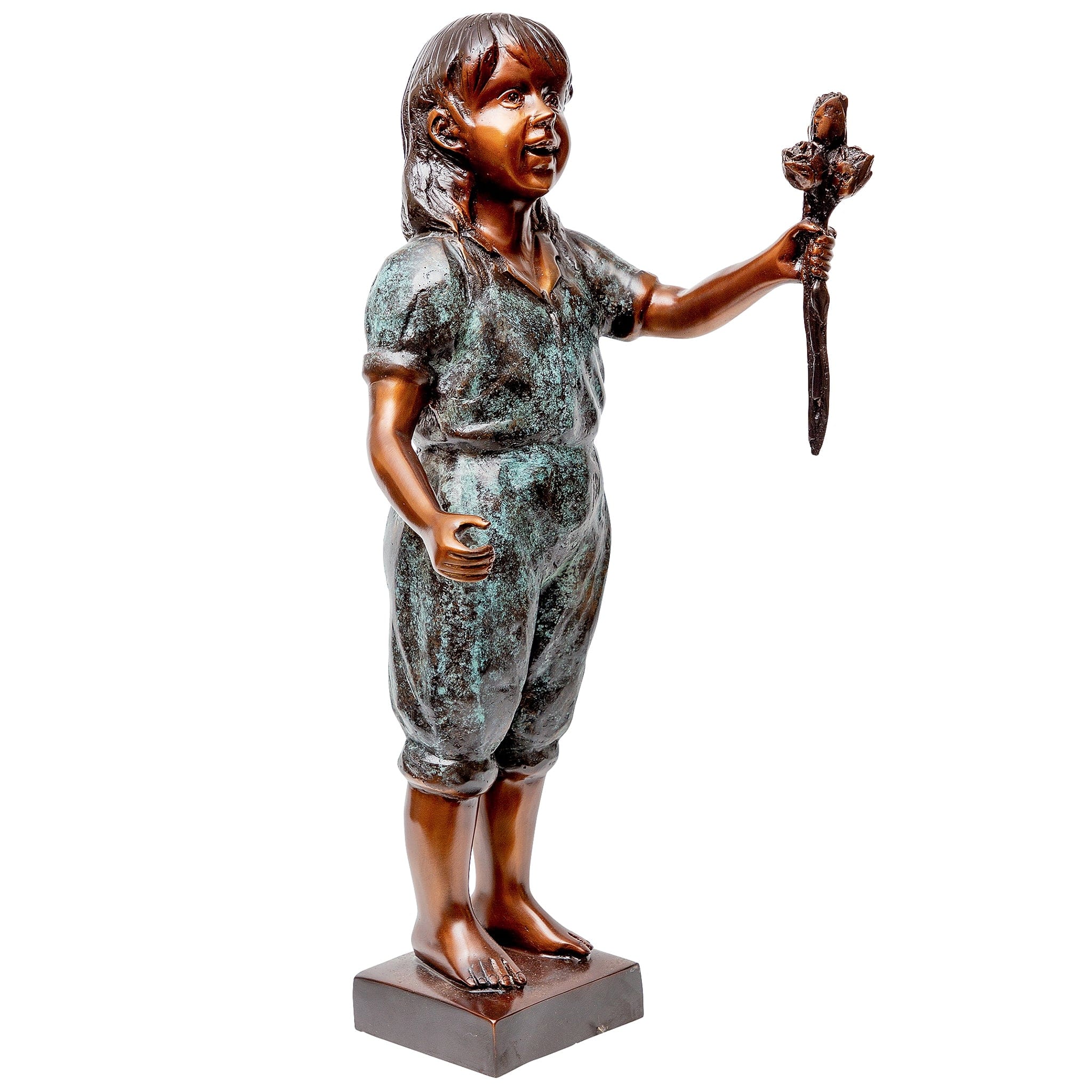 Olivia's Roses, Flower Girl Cast Bronze Garden Statue by Design Toscano