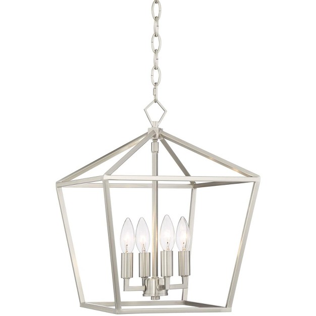 Wide Modern Industrial Geometric Cage 4 light Fixture For Dining Room Kitchen Island