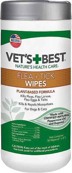 Vet's Best Topical Flea and Tick Wipes for Dogs， 50 count