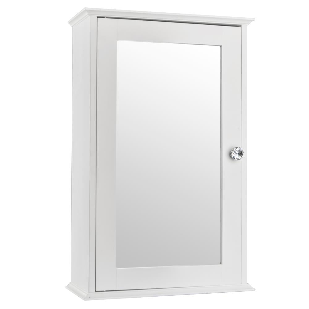 Ktaxon Bathroom Cabinet Wall Mount Mirrored Medicine Cabinet Storage Organizer with Single Door and Adjustable Shelves White