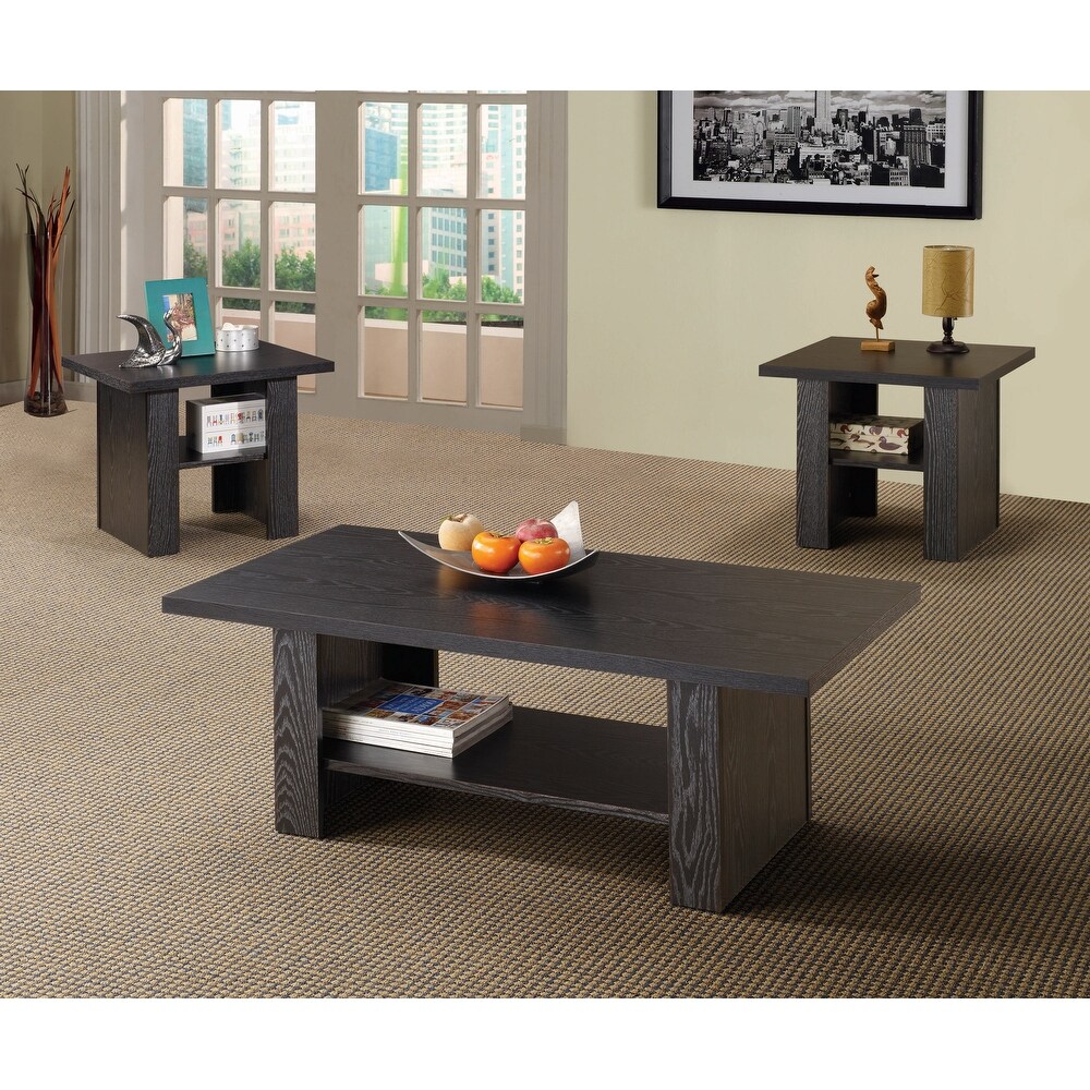 Coaster Furniture Rodez Black Oak 3 piece Occasional Table Set