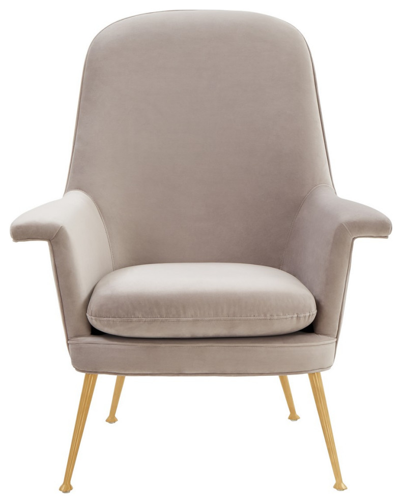 Bethany Velvet Arm Chair Pale Taupe   Midcentury   Armchairs And Accent Chairs   by V.S.D Furniture  Houzz