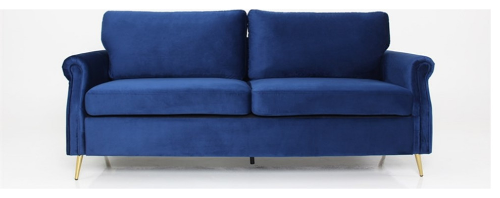 Home Square 2 Piece Set with Velvet Living Room Loveseat and Sofa in Dark Blue   Living Room Furniture Sets   by Homesquare  Houzz