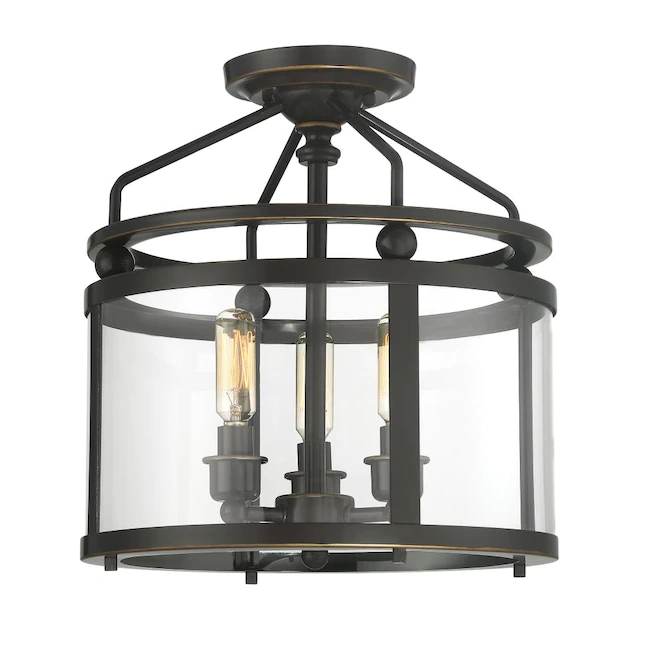 Quoizel Norfolk 3-Light 11.87-in Oil Rubbed Bronze Semi-flush Mount Light