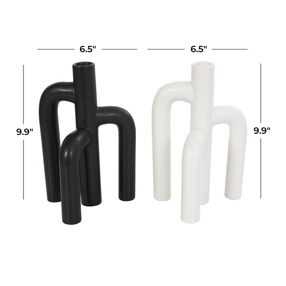 Black Ceramic 3 Arch Abstract Vase (Set of 2)