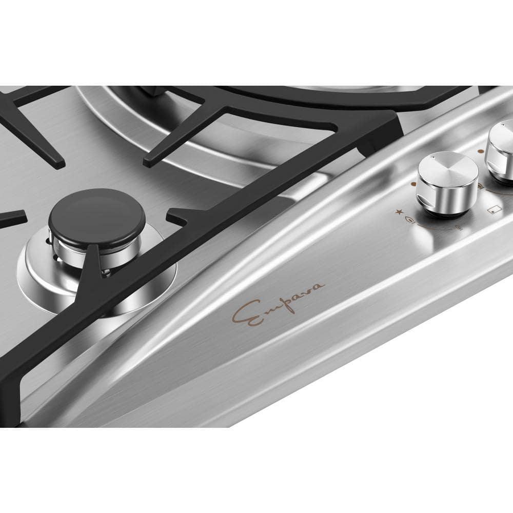 Empava 36 in Recessed Gas Stove Cooktop with Modern Design 5 Italy SABAF 30 Sealed Burners in Stainless Steel