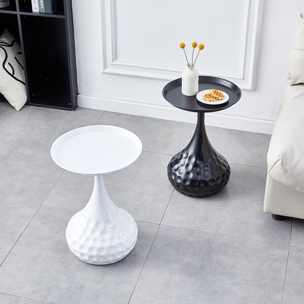 Grondin Modern Round Metal End Table， Sofa Side Table Snack Table Accent Table with Tray Top