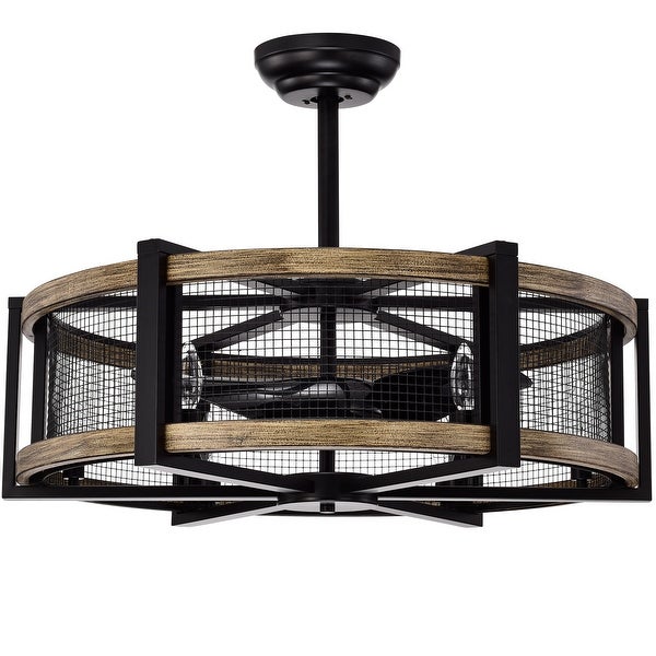 Samual Wood Grain Ceiling Fan 31-Inch 6-Light Geometric Metal Drum Shade (Includes Remote) Shopping - The Best Deals on Ceiling Fans | 37396872