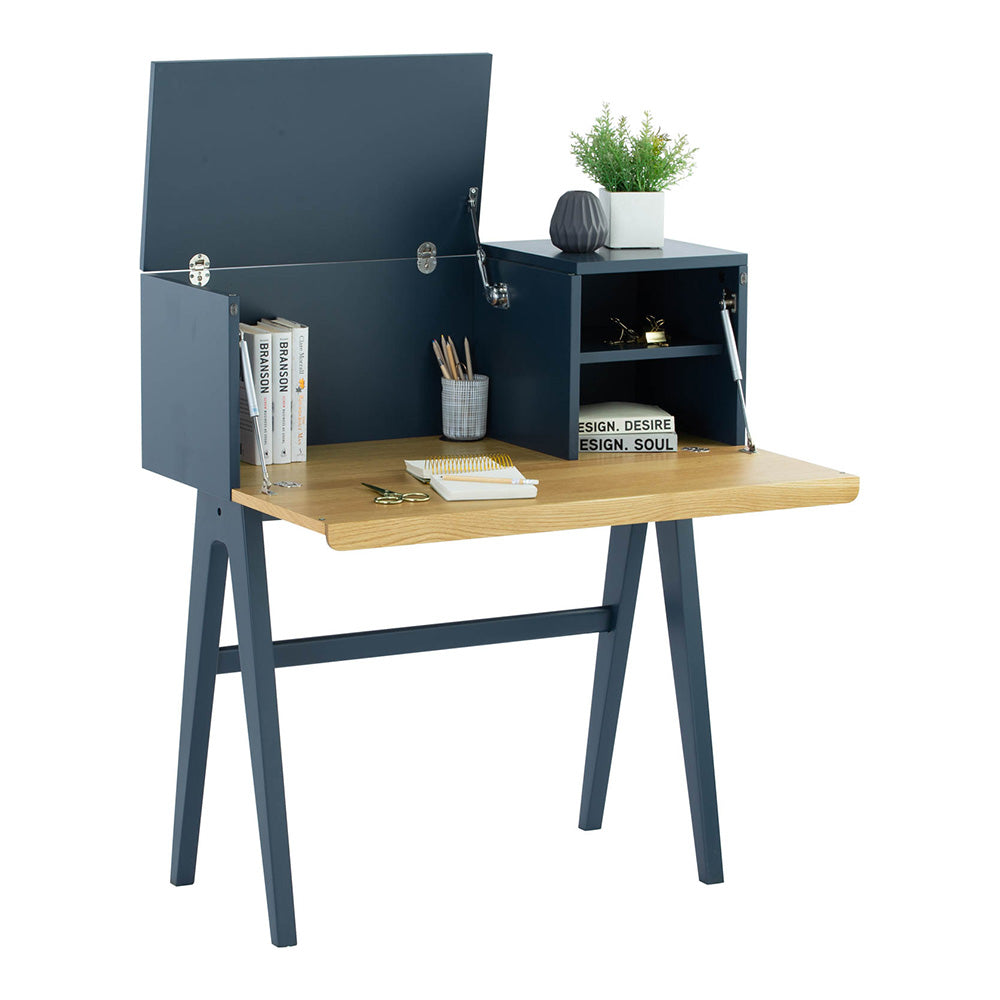 VALEN Study Desk 96cm - Blue Space & Oak