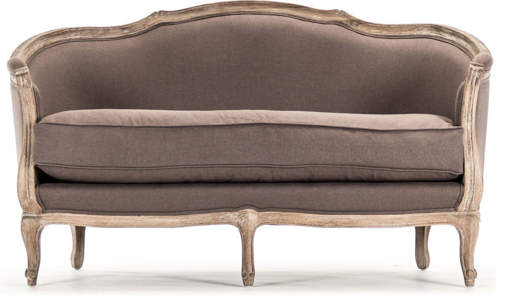 Maison Settee  Aubergine Linen   French Country   Loveseats   by HedgeApple  Houzz