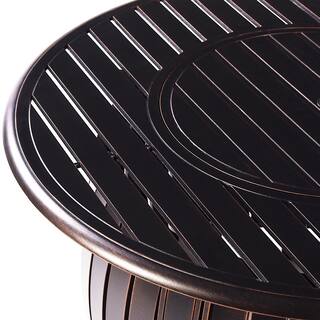 Oakland Living 44 in. Round Aluminum Outdoor Propane Fire Table with Fire Beads Lid and Covers in Copper HDITALY-FPT-AC