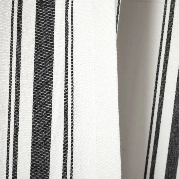 Light Filtering Farmhouse Striped Yarn Dyed Curtain Panels Black Lush D cor