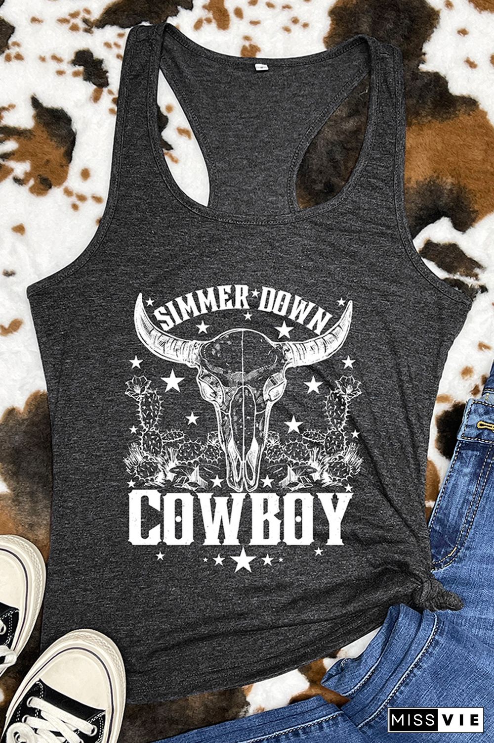 Simmer Down Cowboy Sleeveless Tank Top Wholesale