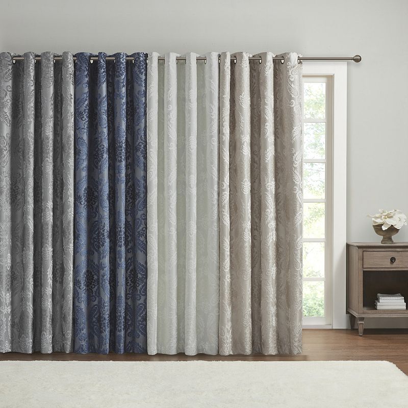 SunSmart Loraine 1-panel total 100% Blackout Knitted Jacquard Paisley Grommet Top Window Curtain