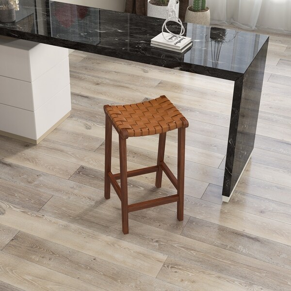 Andy Mid-Century Leather Upholstered Bar Stool