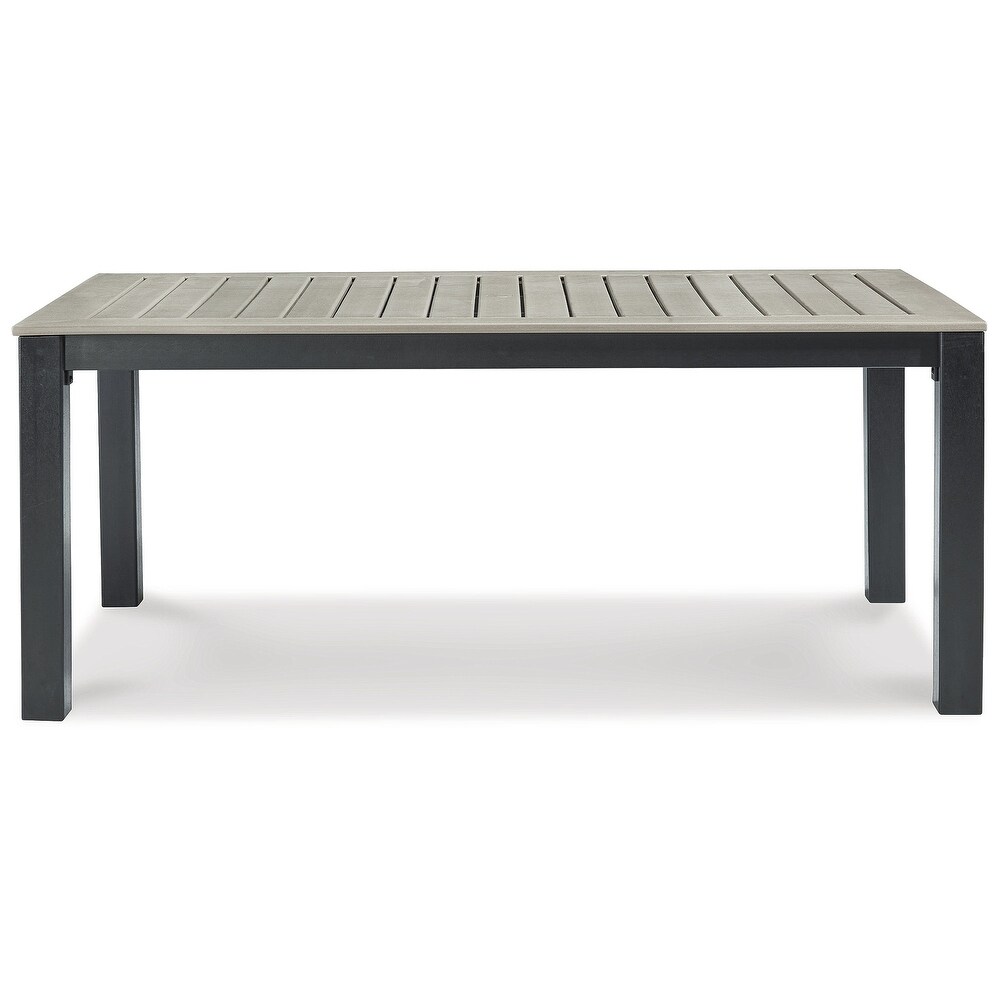 Signature Design by Ashley Mount Valley Black/Beige Outdoor Dining Table with Umbrella Option   72\