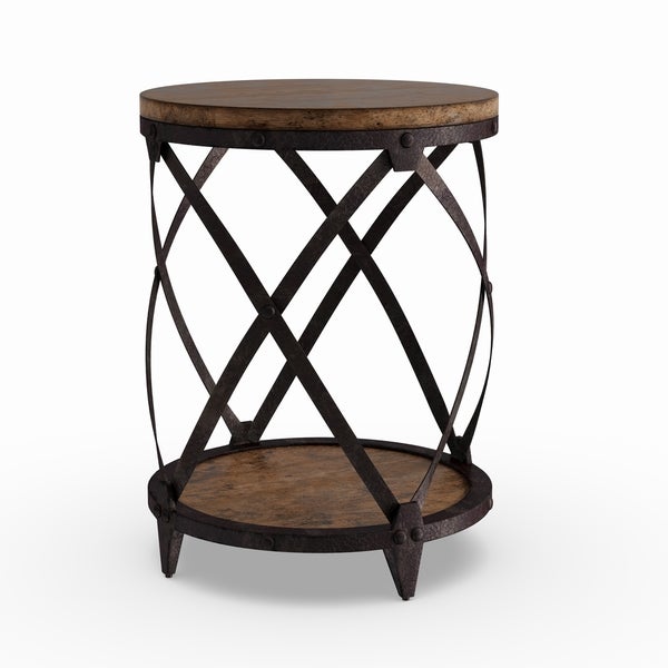 Carbon Loft Michael Distressed Pine Wood Round End Table