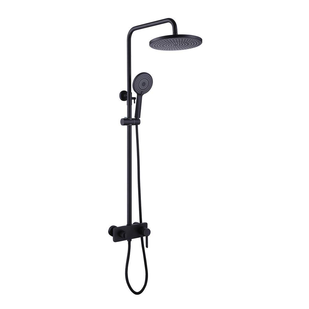 FORCLOVER Single-Handle 1-Spray Wall Mount Tub and Shower Faucet with 3-Spray Hand Shower in Matte Black (Valve Included) HAT-R1003-MB