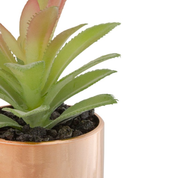 Green Artificial Aloe Plant In A Rose Gold Pot