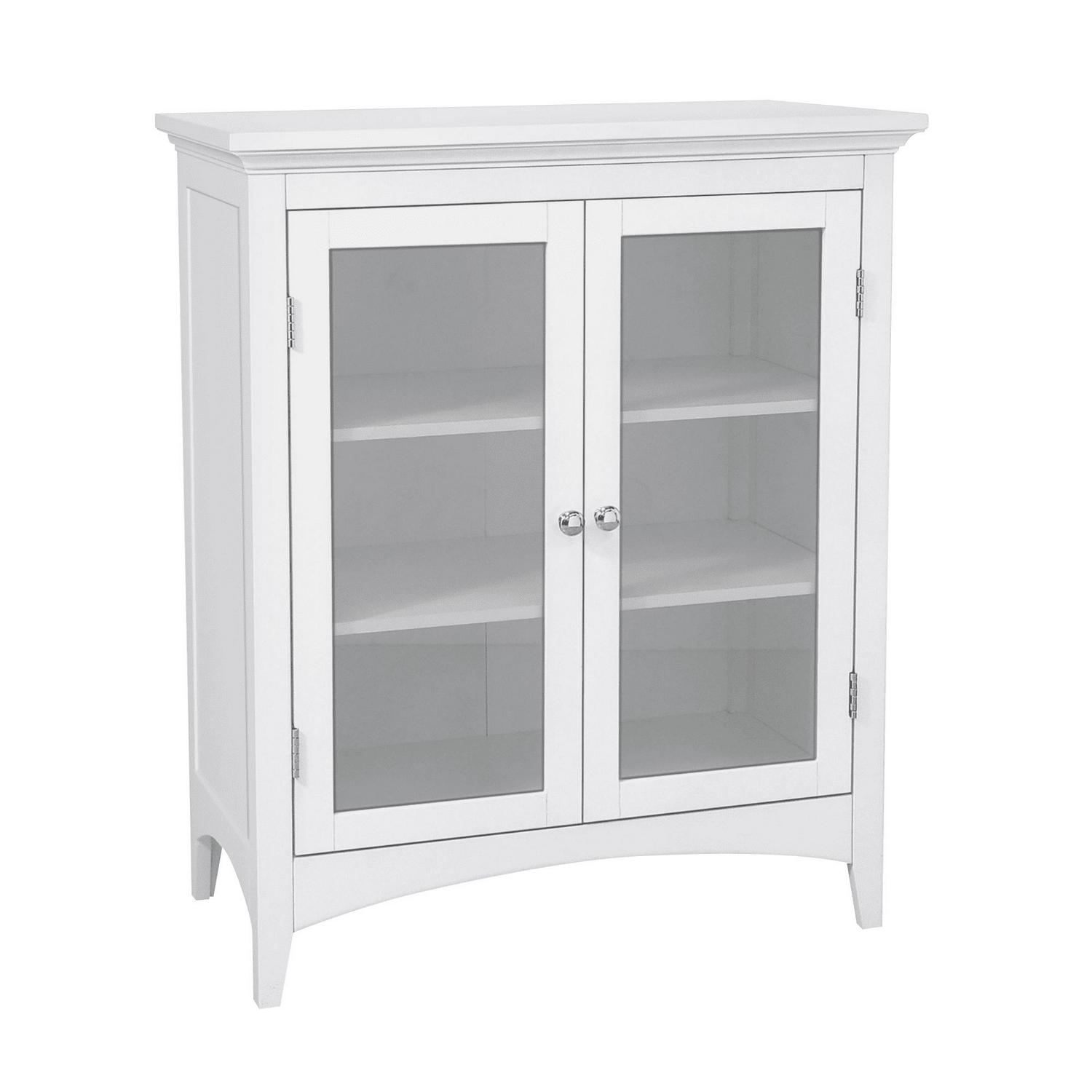 Teamson Home Madison Wooden Floor Cabinet with 2 Glass Doors， White