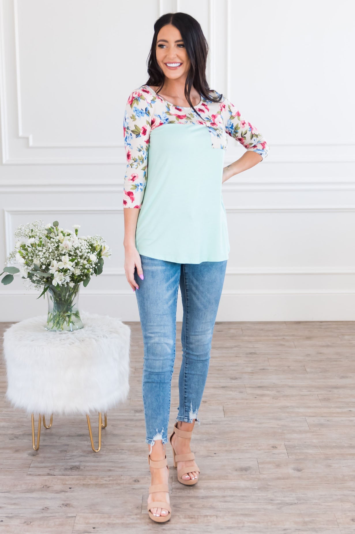 Bloom Season Modest Pocket Baseball Tee