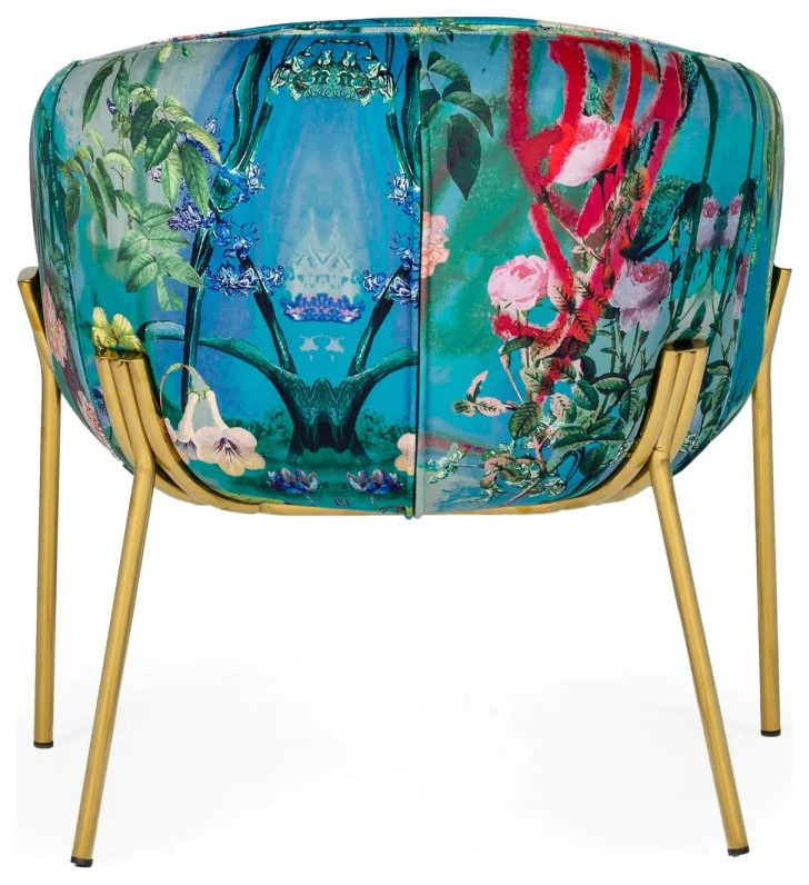 Larra Contemporary Floral Velvet and Gold Accent Chair   Tropical   Armchairs And Accent Chairs   by V.S.D Furniture  Houzz