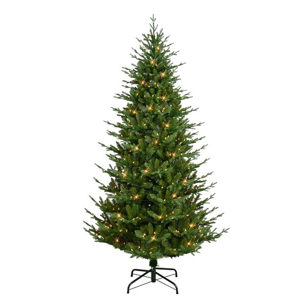 Puleo International 7.5 ft. PreLit Boulderwood Artificial Spruce Tree