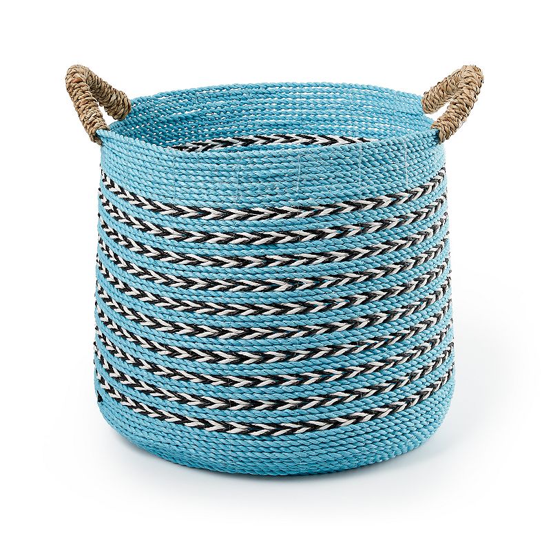 Saddle River Blue Seagrass and Raffia Basket 2-piece Set