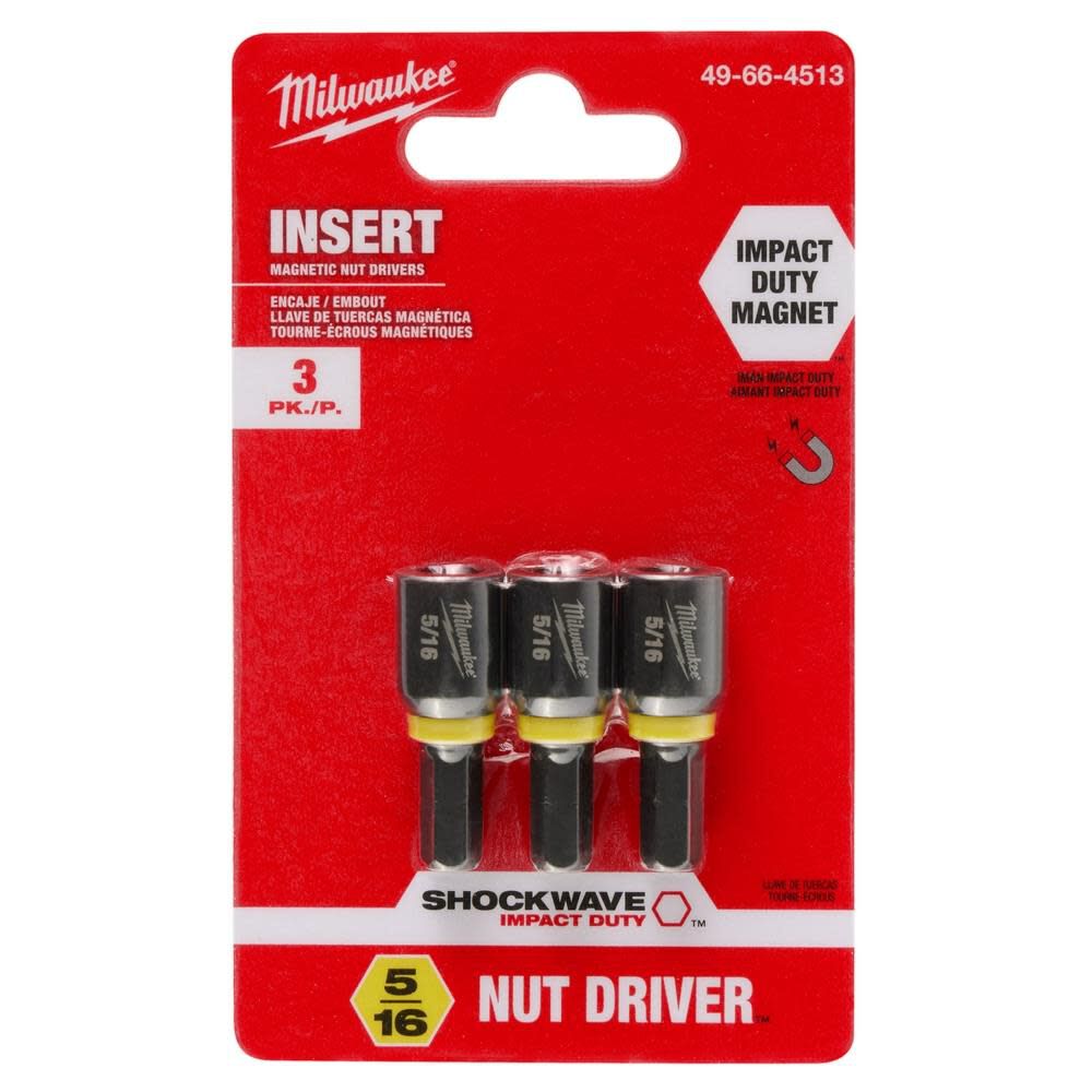 Milwaukee SHOCKWAVE 5/16 in. Insert Nut Driver 3PK 49-66-4513 from Milwaukee