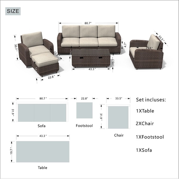 5piece Wicker Patio Chat Set with Drawer Table by None