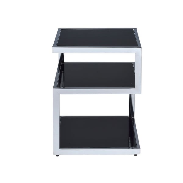 Side Table with Black Glass Top