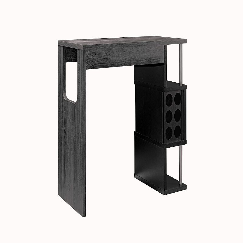 FC Design Distressed Grey and Black Bar Table Wine Cabinet