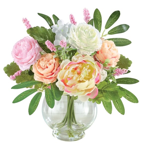 Peony and Hydrangea Centerpiece with Vase