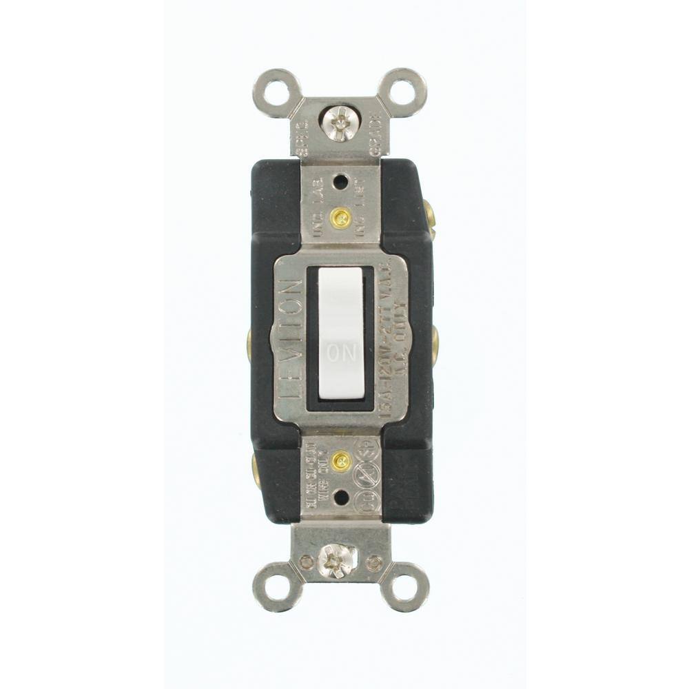 Leviton 15 Amp Industrial Grade Heavy Duty Double-Pole Double-Throw Center-Off Maintained Contact Toggle Switch White 1282-W