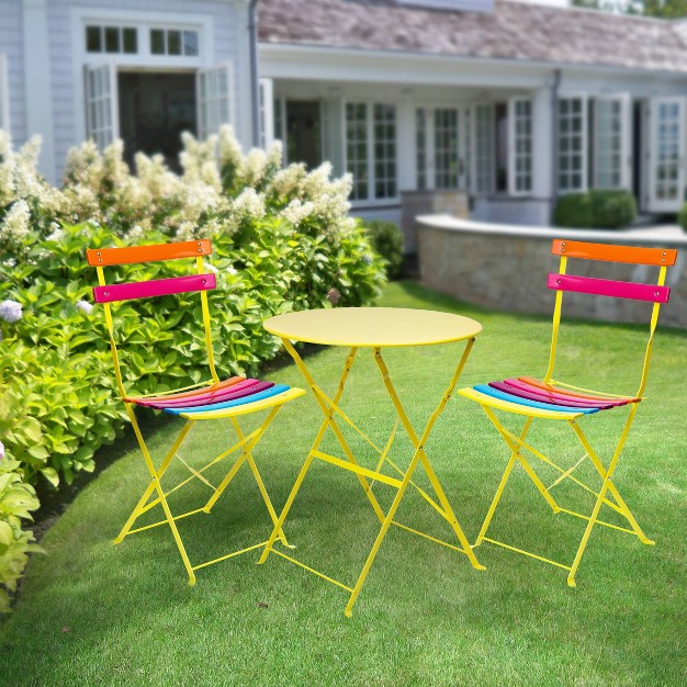 Steel Foldable Bistro Set Vibrant Rainbow Alpine Corporation