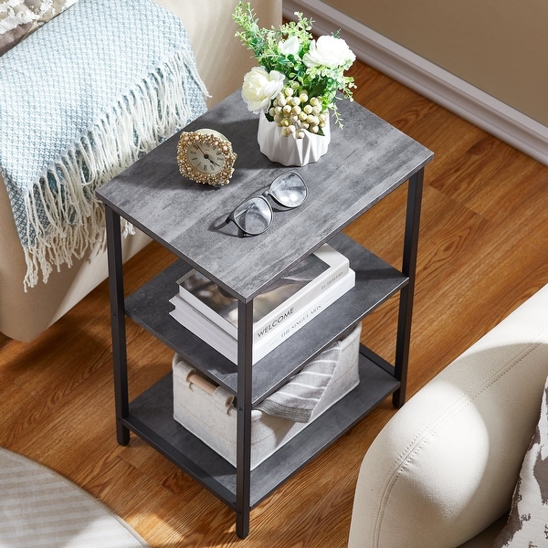 VECELO， (1PCS/2PCS) Modern Narrow Side Table with 3-tier Storage Shelves