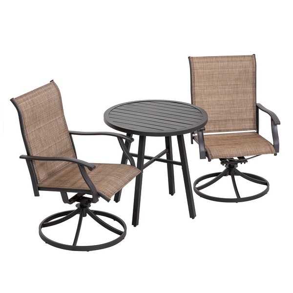 Outdoor 3Piece Bistro Set，Textilene Fabric，Powdercoated Iron Frame