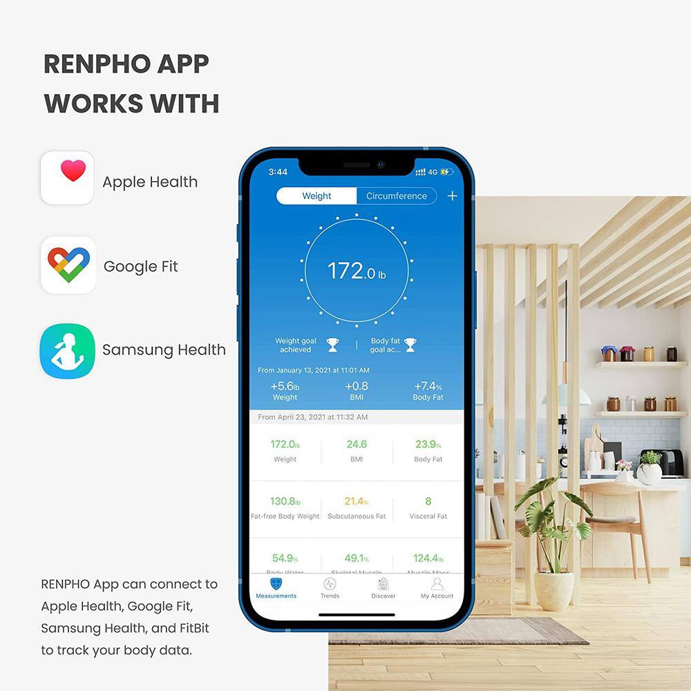 RENPHO Bluetooth Smart Body Scale with 13-Metrics in White PUS-ES-32MD-WH