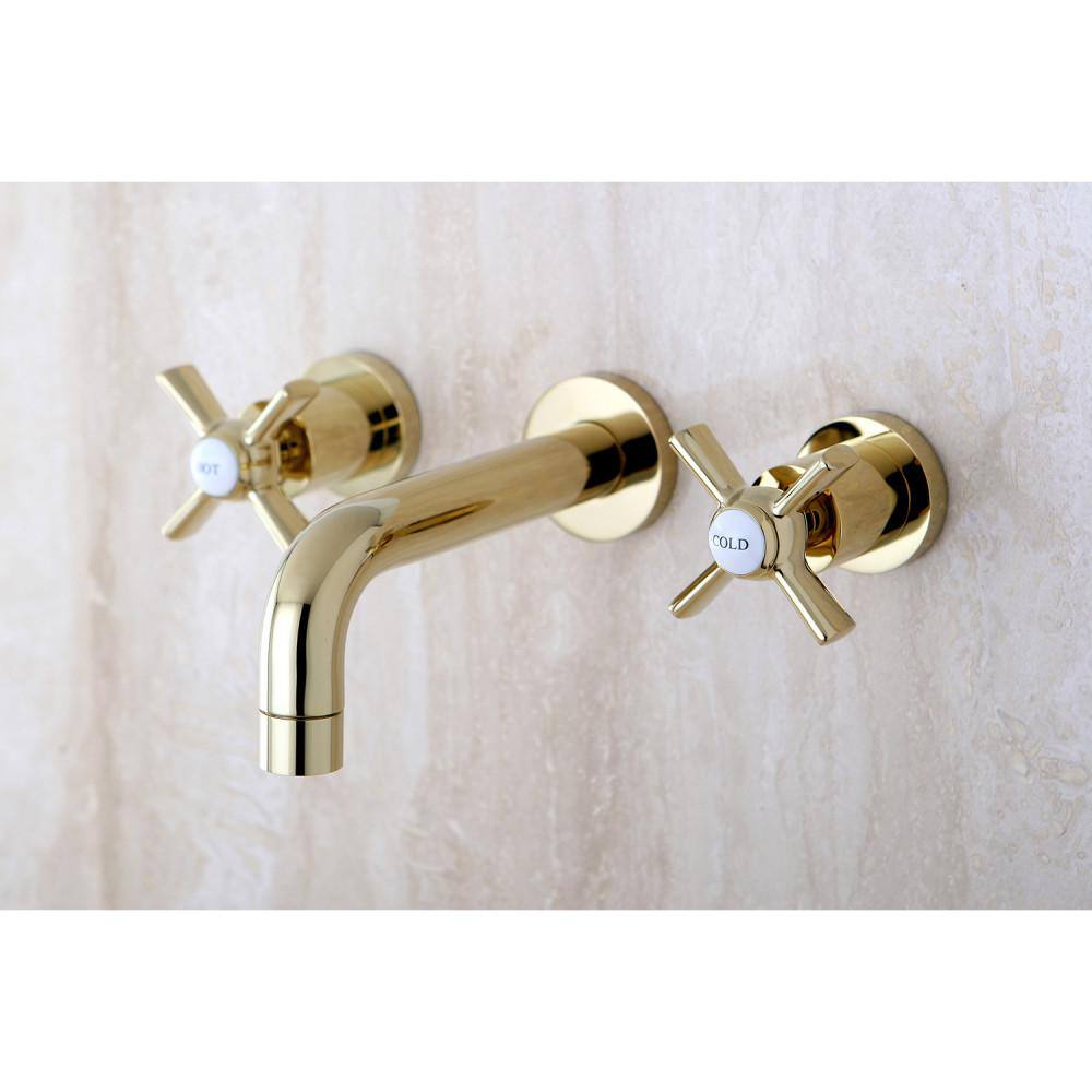 Kingston Brass Millennium 2-Handle Wall-Mount Bathroom Faucets in Polished Brass HKS8122ZX