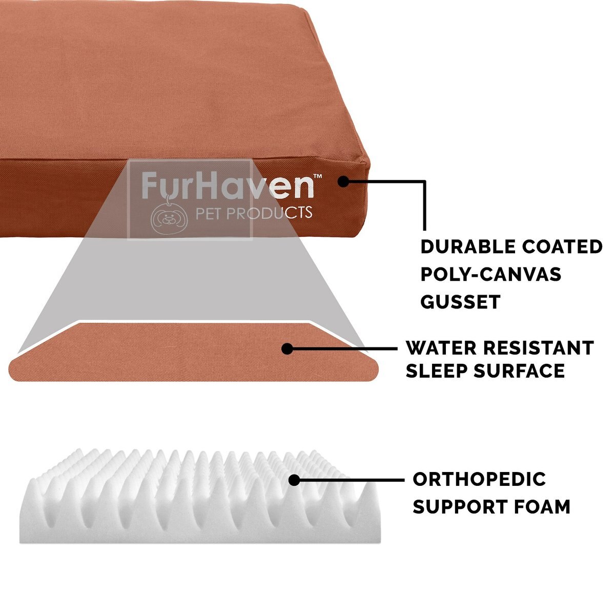 FurHaven Deluxe Oxford Orthopedic Indoor/Outdoor Dog and Cat Bed w/ Removable Cover