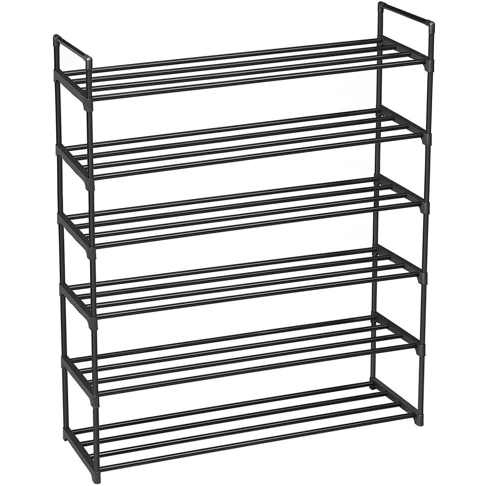 Ktaxon 6-Tier Metal Sturdy Shoe Rack Shelf Shoe Tower Stand 30- Pairs Shoe Storage Cabinet Organizer for Closet Entryway Bedroom Living Room Home, Black Finish