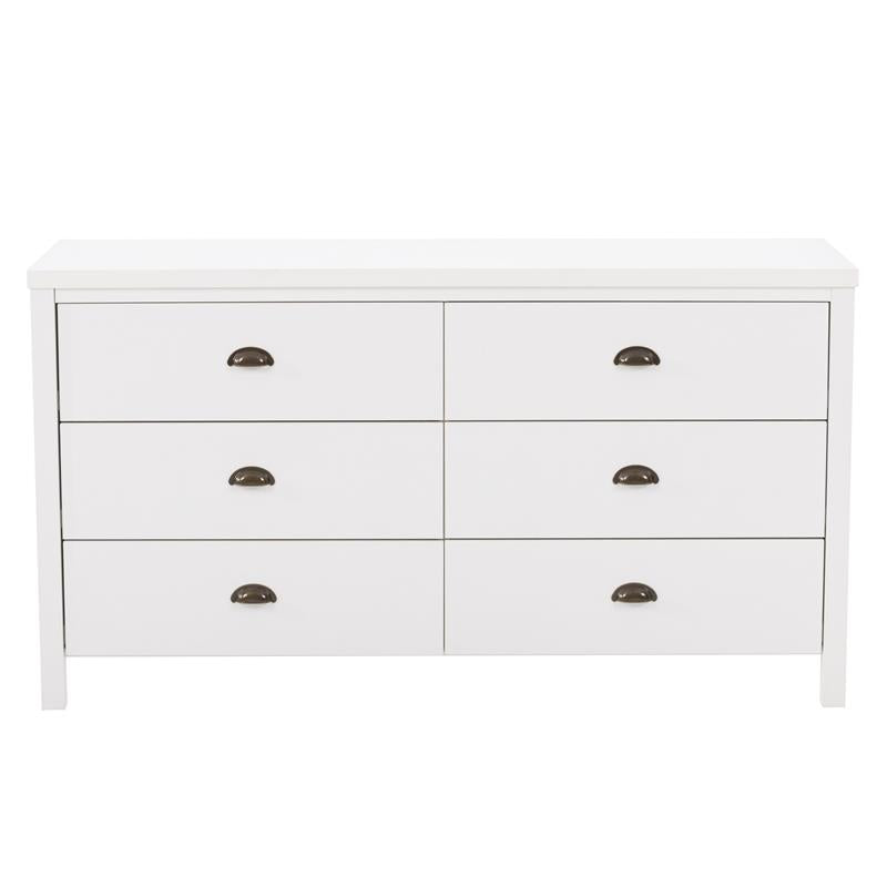 CorLiving Boston 6 Drawer Dresser - White Engineered Wood