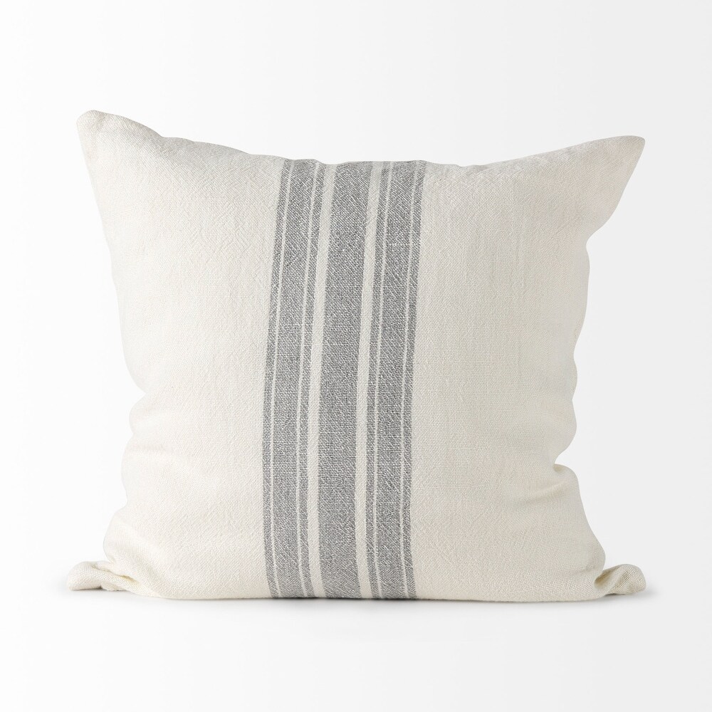 Patrice Cream w/ Gray Stripes Decorative Pillow Cover