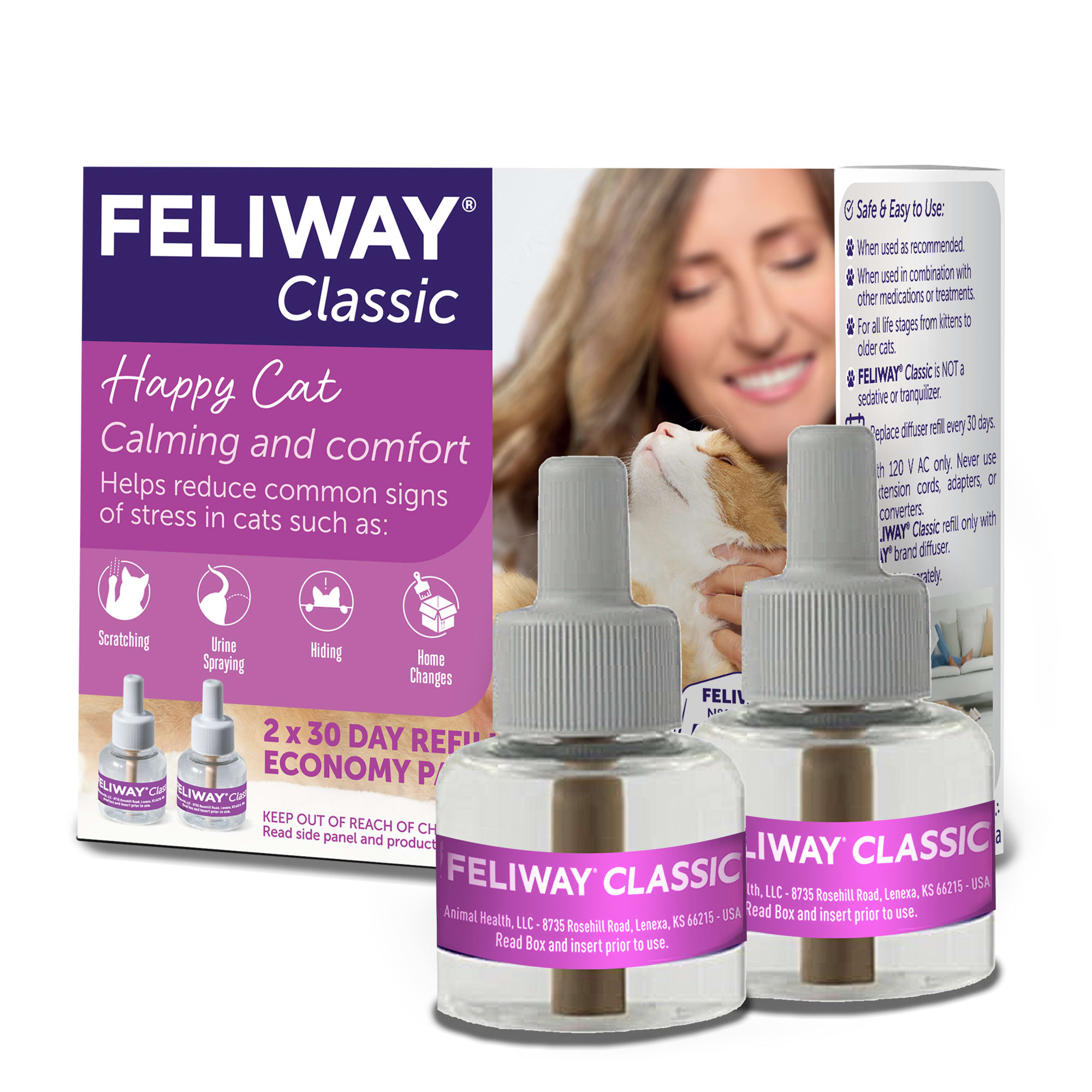 Feliway 30 Day Diffuser Refill for Cats， Pack of 2