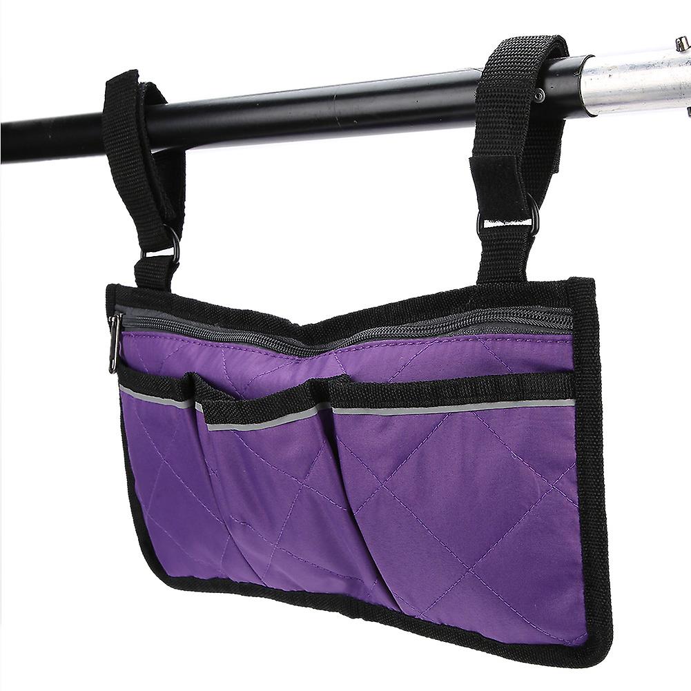 Multiple Pockets Large Capacity Wheelchair Armrest Side Bag Wheelchair Storage Organizerpurple