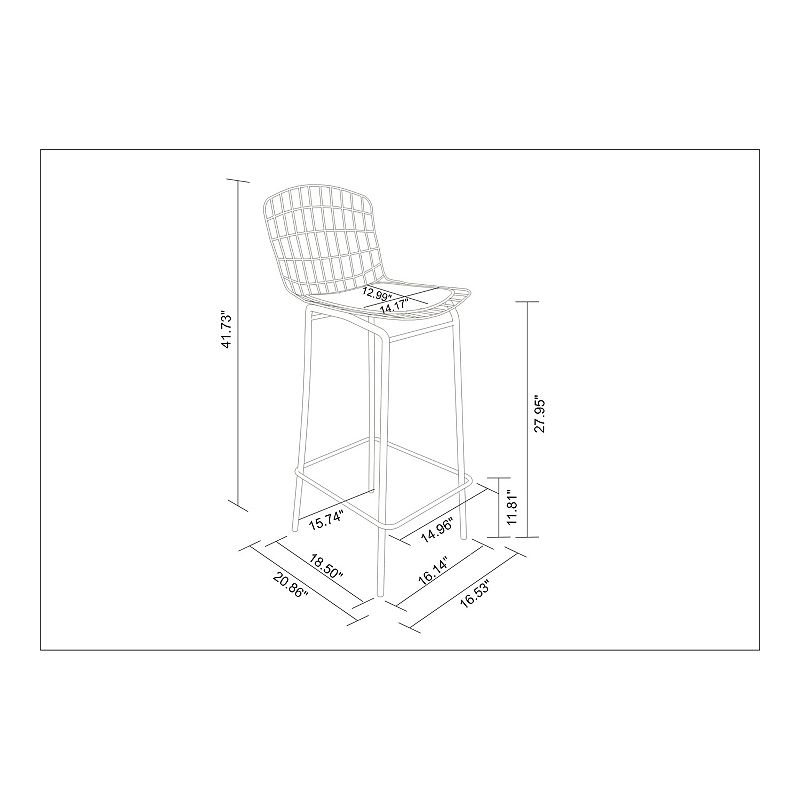 Manhattan Comfort Madeline 3-Piece Bar Stool Set