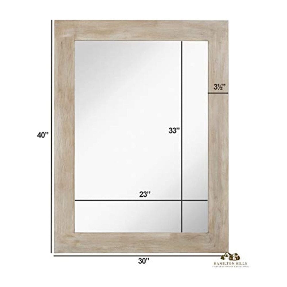 White Washed Wood Framed Mirror 30