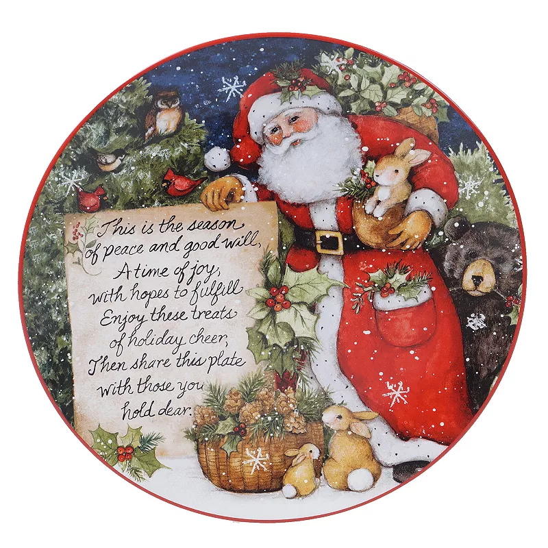 Certified International Magic of Christmas Santa Sharing Plate