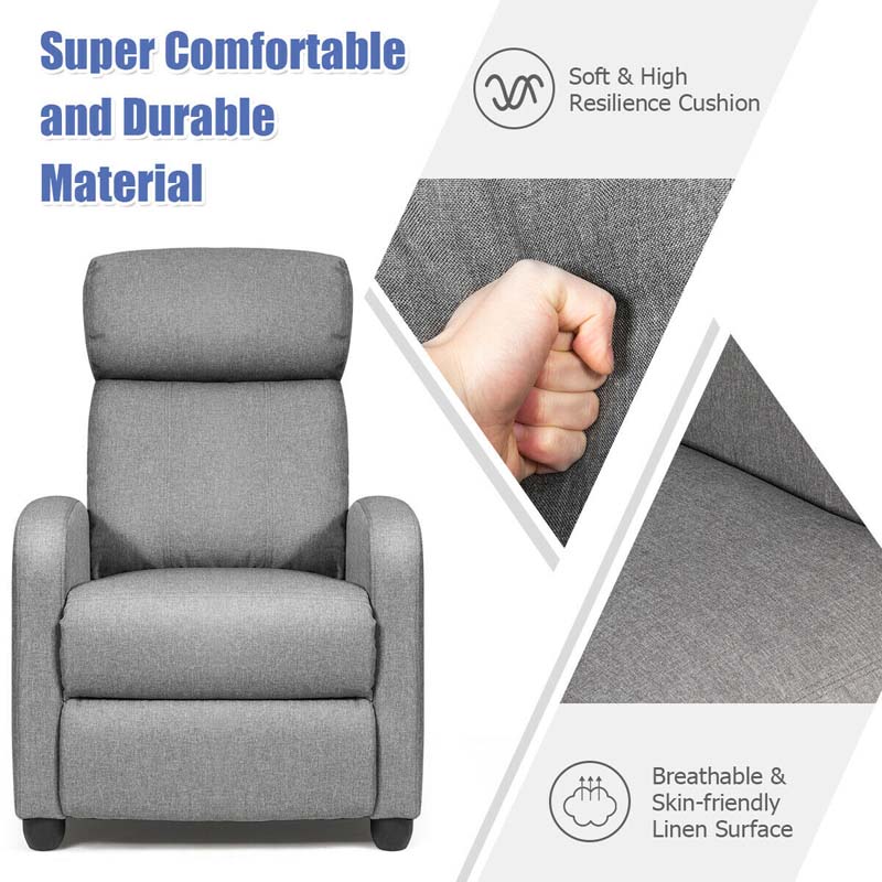 PU Leather Massage Recliner Sofa Modern Recliner Chair Winback Single Sofa with Side Pocket