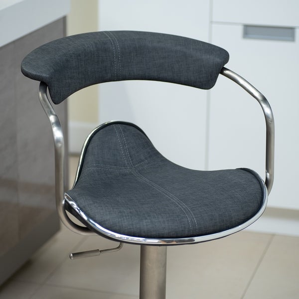 MIX Brushed Stainless Steel Adjustable Height Swivel Faux Leather Stool with Arms With X Base